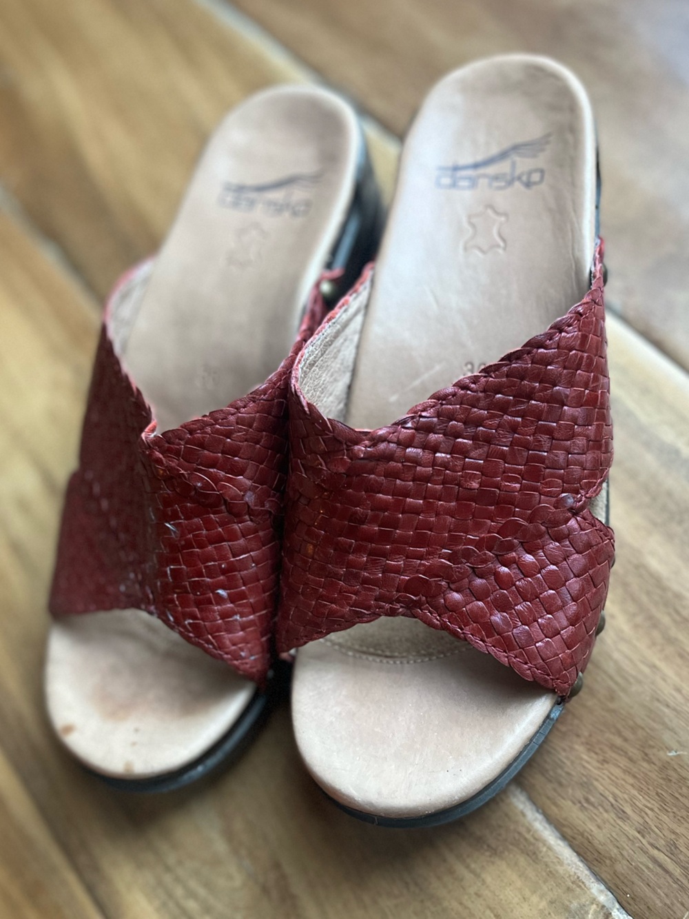 Dansko Women’s Red Woven Slide Sandals